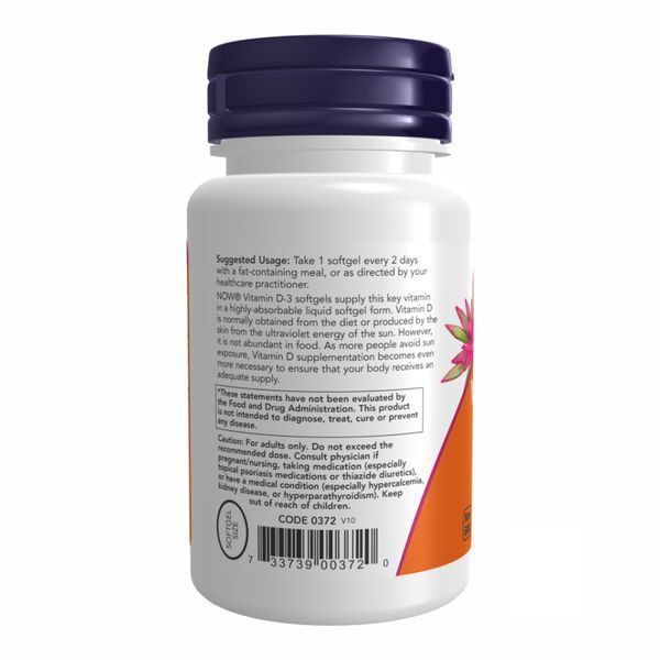 Вітамін D3 NOW Foods 5000 МО, харчова добавка, 120 м'яких капсул 2022-09-1189 фото