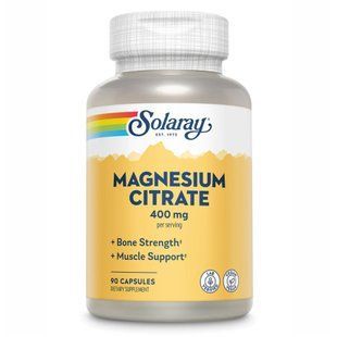 Цитрат магнію Solaray Magnesium Citrate 400 мг, харчова добавка, 90 вегетаріанських капсул 2022-10-1036 фото