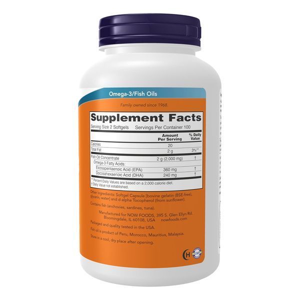 Омега-3 NOW Foods Omega-3 1000 мг, харчова добавка, 200 м'яких капсул 2022-10-0054 фото