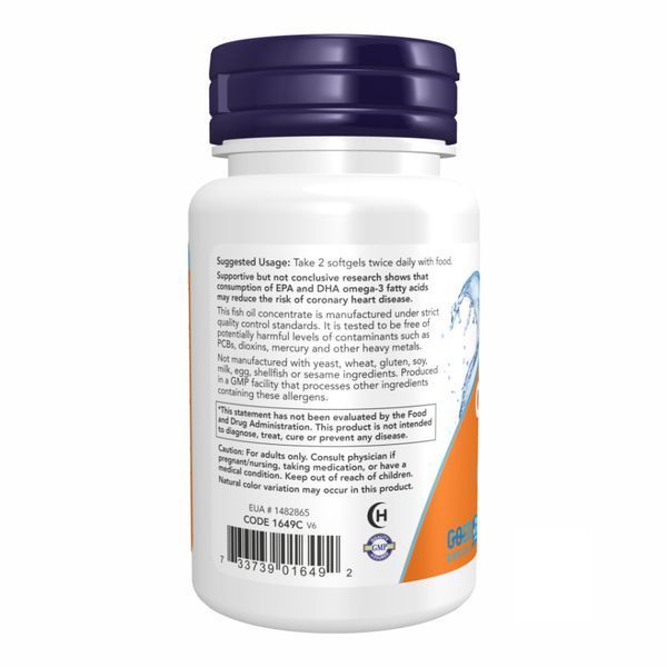 Омега-3 NOW Foods Omega-3 1000 мг, харчова добавка, 200 м'яких капсул 2022-10-0054 фото
