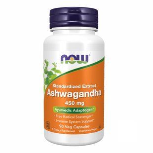 Екстракт ашваганди NOW Foods Ashwagandha Extract 450 мг, харчова добавка, 90 вегетаріанських капсул 2022-10-0114 фото