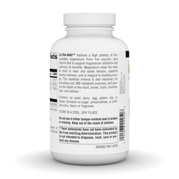 Комплекс магнію та вітаміну B6 Source Naturals Ultra-Mag, харчова добавка, 180 вегетаріанських капсул 2023-10-3286 фото